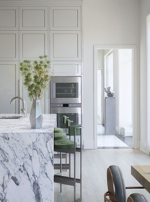 Light and bright kitchen with Gaggenau appliances at 40 East End New York 