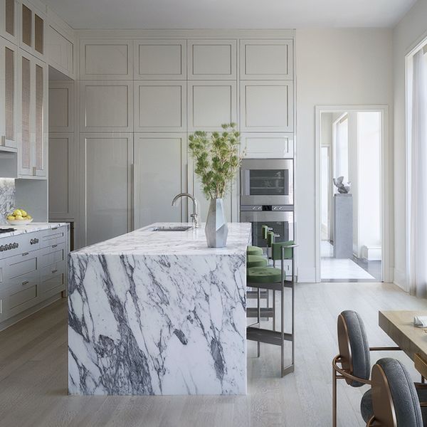 Light and bright kitchen with Gaggenau appliances at 40 East End New York 