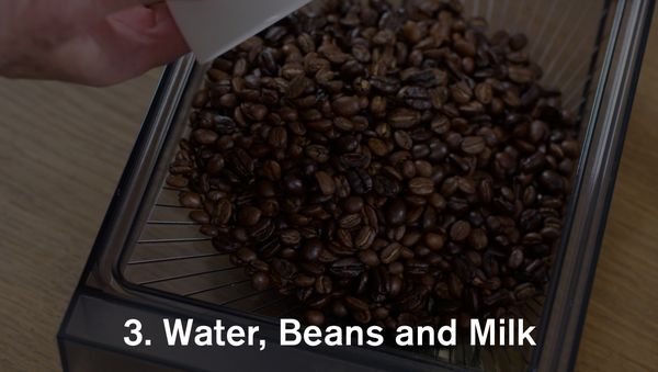 Gaggenau espresso machine - water, beans and milk 