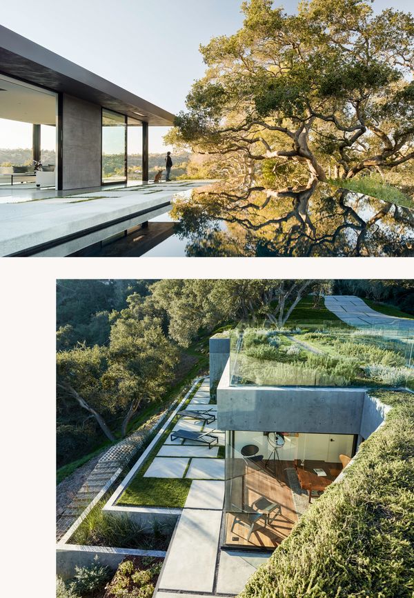 Collage of luxury house built into a hill 