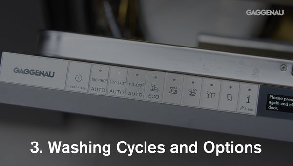 Gaggenau dishwasher 400 series - washing cycles and options 