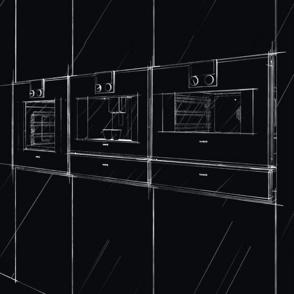 Sketch of Gaggenau ovens fitted in a row 