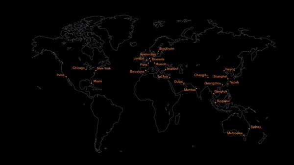 Map of world indicating Gaggenau showroom locations 