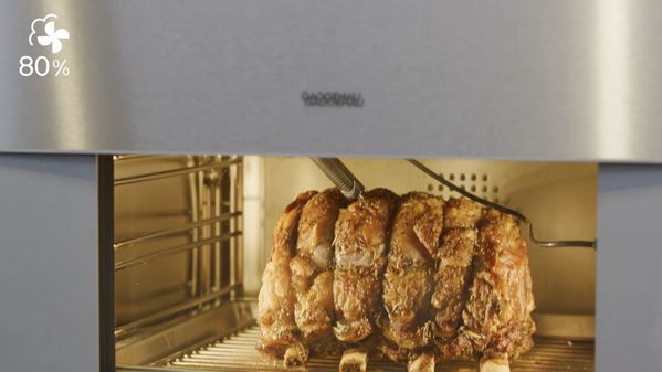 An video showing different kinds of meats cooking in a Gaggenau oven