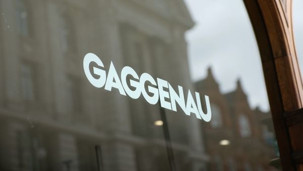 Gaggenau logo on the London showroom window 
