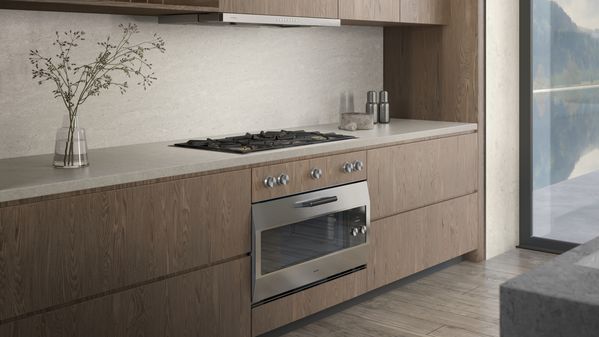 A series of combinations of Gaggenau cooktops and ovens showing a range of different options.