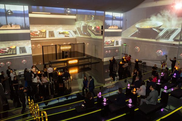 The stage and auditorium at the Theatre of Digital Arts in Dubai during the Gaggenau Limitless Imagination evening