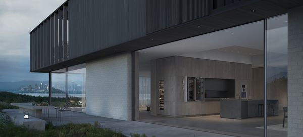 View from outside looking into a luxury house with Gaggenau appliances fitted.