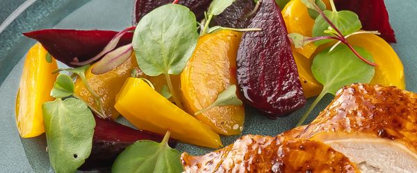 Close-up of the roasted beet salad