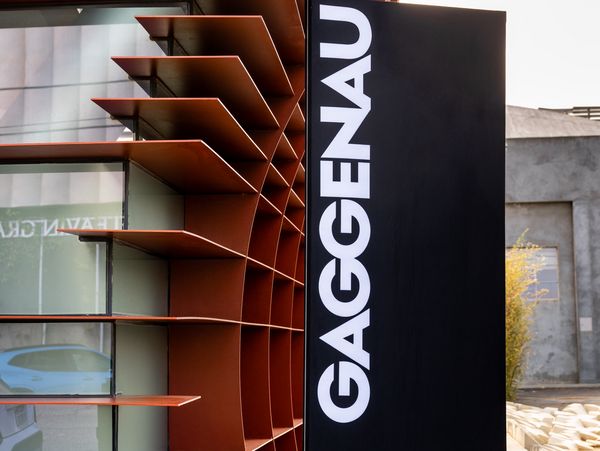 The distinctive exterior of Vespertine, with a large Gaggenau sign in front.