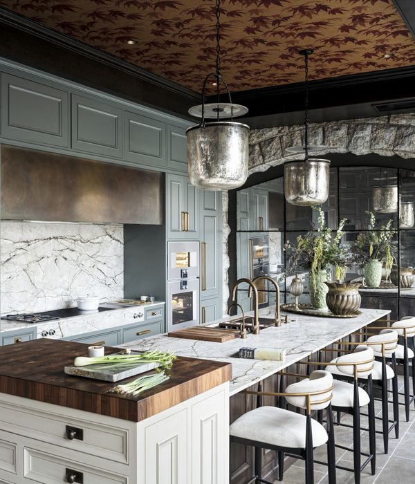 Pillsbury castle’s main kitchen with island, Gaggenau gas cooktop, full surface induction cooktop and Teppan Yaki, combi-steam oven and oven.