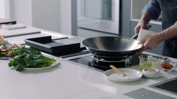 Food being prepped for use on the Gaggenau 400 series induction cooktop and wok ring accessory