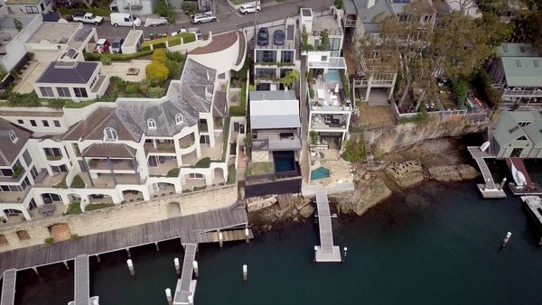 Aerial view of Fisherman's House on the Parramatta river in Birch Grave, Sydney