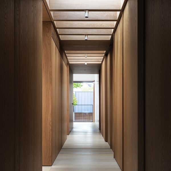 View looking down a corridor on the first floor of the Woollahra Village terrace house