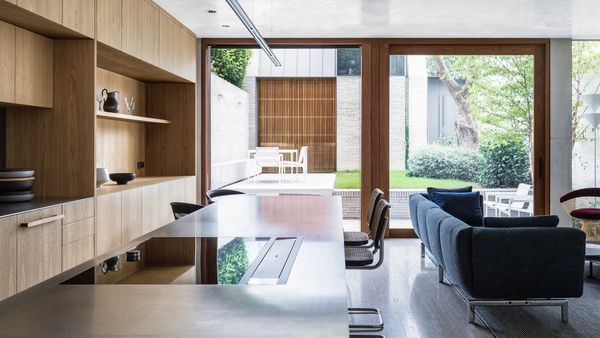 View looking across the kitchen towards the lounge / dining area and onward into the garden.