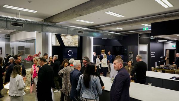 Group of people socialising at Gaggenau Auckland showroom