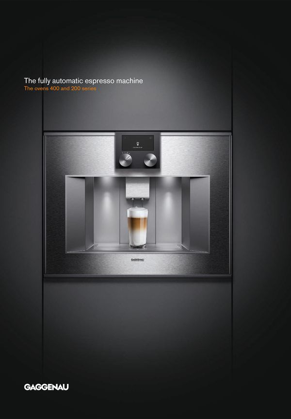 brochure panoramica sulle macchine per espresso completamente automatiche gaggenau serie 400 e serie 200.
