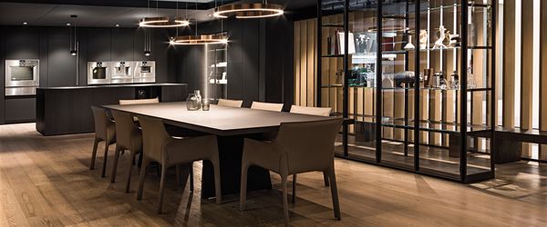 View of the Gaggenau stand, containing a luxury kitchen at EuroCucina 2018  
