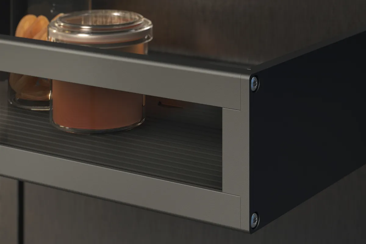 Gaggenau refrigerator dark stainless interior