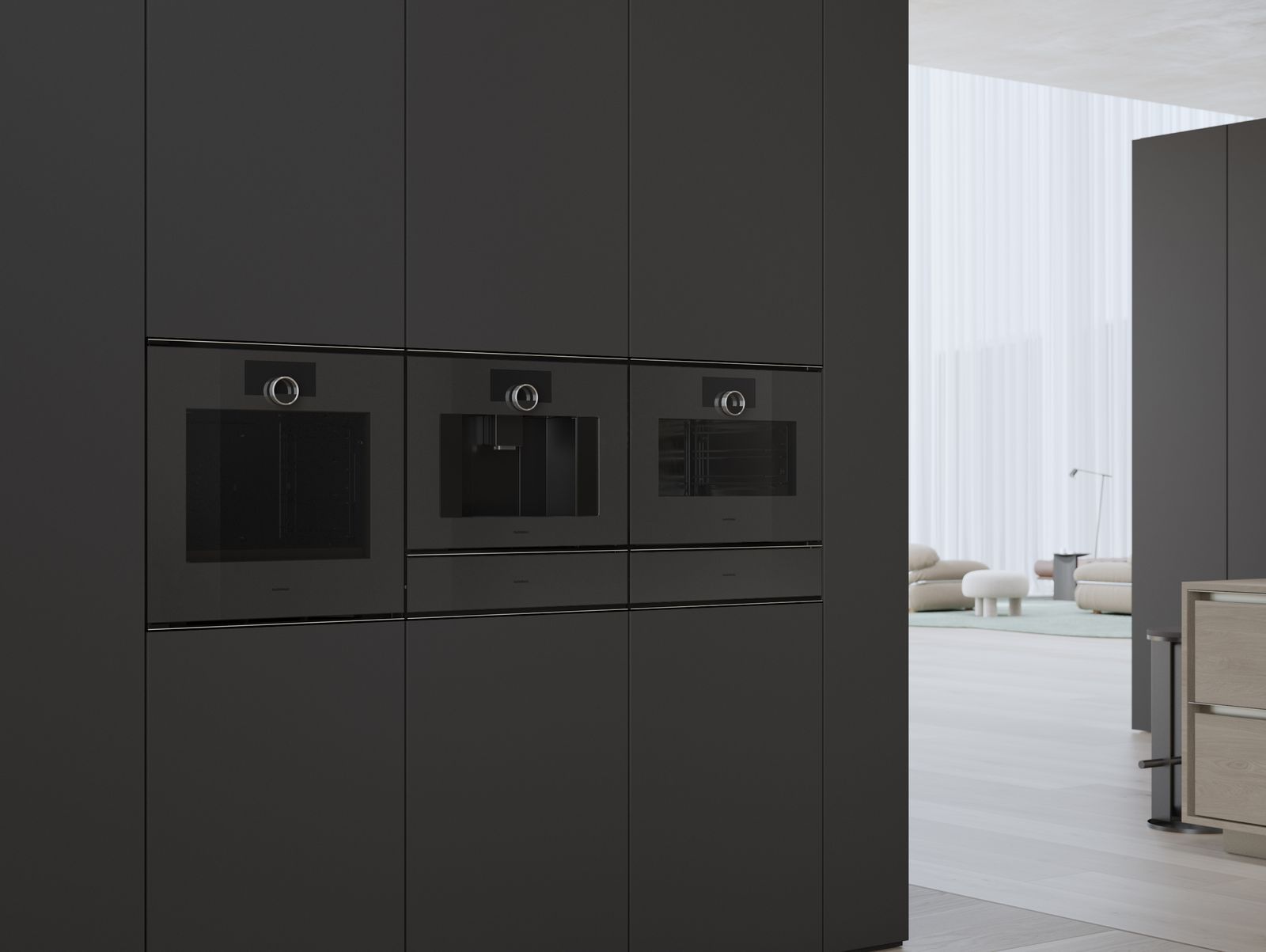 Gaggenau Kaffeevollautomat Serie Minimalistic — vollflächige Glasfront mit Touch-Display