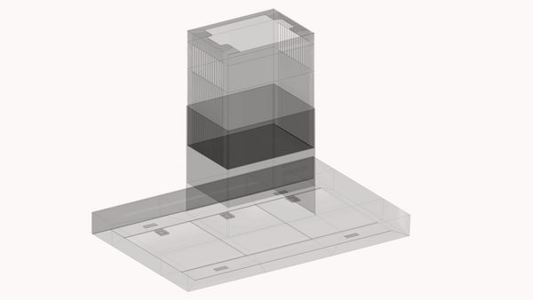 CAD wireframe-tegning af en Gaggenau loftventilationsenhed