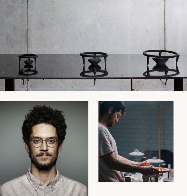 Collage of images of Apparatu's ceramic workshop 