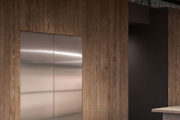 Gaggenau refrigerator doors with stainless steel finish 