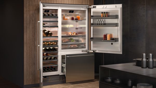 Vario fridge-freezer combined with wine climate cabinet 