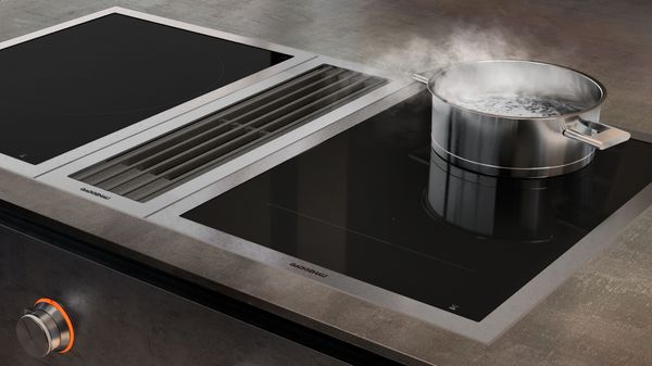 Gaggenau 400 series vario induction cooktops with a downdraught ventilation appliance  