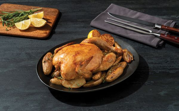 Recipe image for Roast Chicken with Shallots and Fingerling Potatoes 