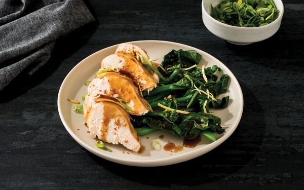 Recipe image for Steamed Chicken with Asian Flavors and Chinese Broccoli 