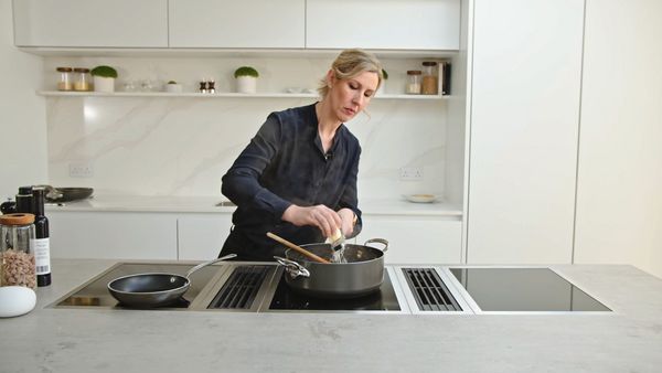 Chef Clare Smyth cooking at home with the Vario 400 series appliances 