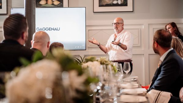 Chef Andrew Zimmern speaking at Dishing on Space and Design event 