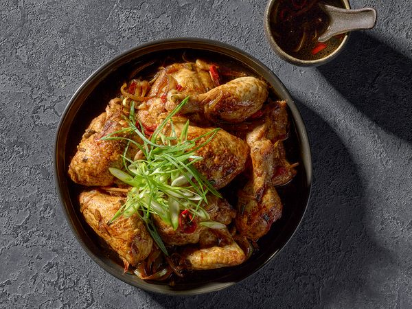 Asian braised chicken dish in a bowl