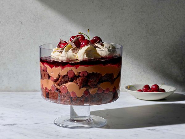 Black forest trifle in a serving bowl