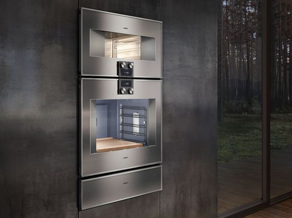 A combination of Gaggenau ovens mounted in a wall