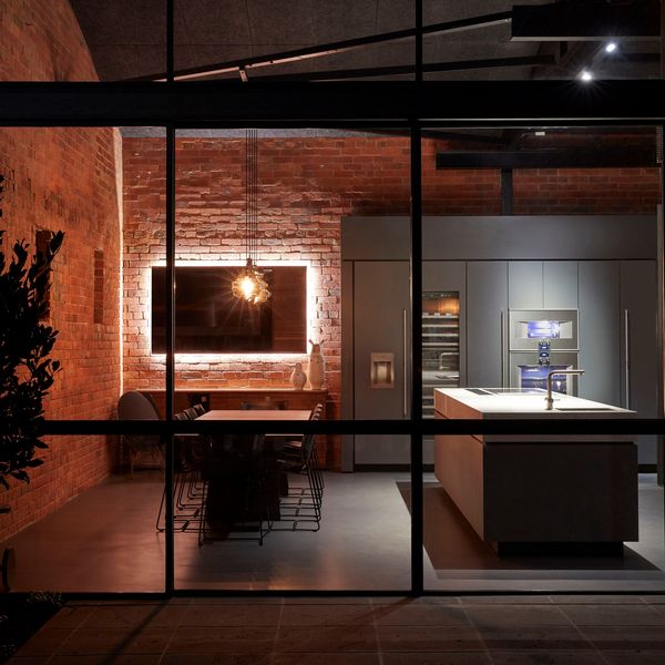 View looking through window at an area of the Gaggenau showroom in Melbourne 