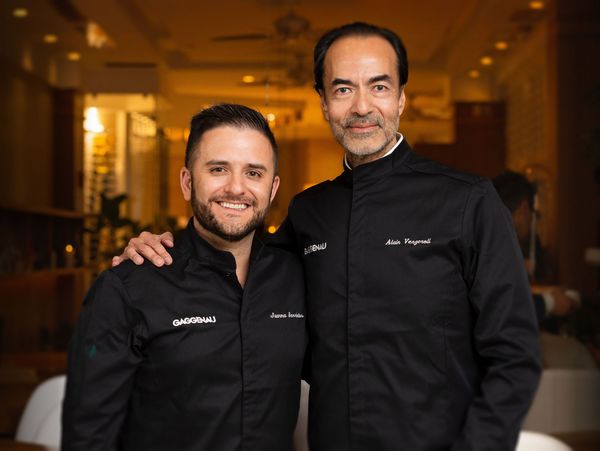 Chef Barrientos and Chef Verzeroli smiling inside Elcielo.