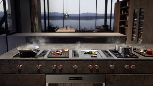 Preparing and cooking dinner in a luxury Gaggenau kitchen using vario 400 series appliances 