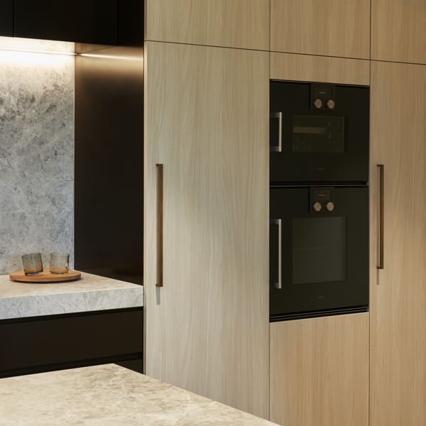Gaggenau appliances installed in a bright luxury kitchen