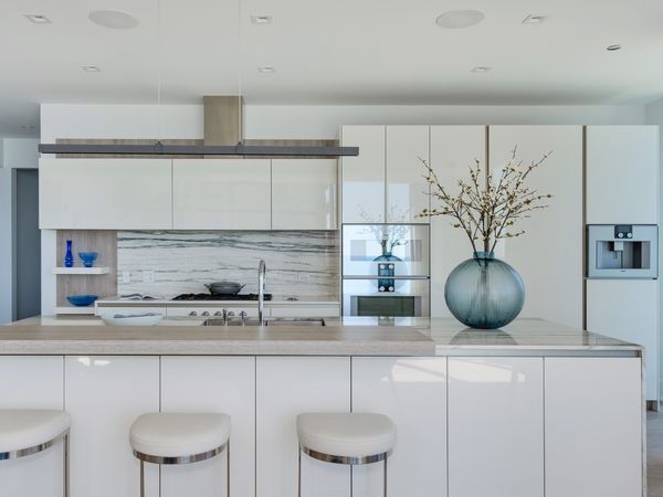 A kitchen in The Residences at The St. Regis Chicago featuring Gaggenau appliances.