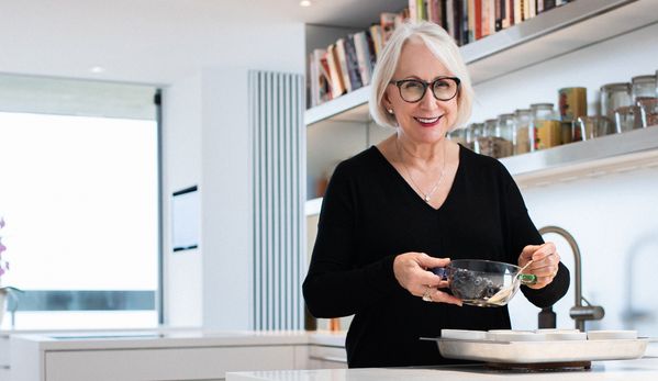 Joan Dempsey cooking on her Gaggenau induction cooktop. 