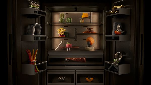 View inside the new Gaggenau LUX cooling appliance containing precious produce.