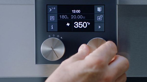 Close-up of a Gaggenau TFT display and knobs