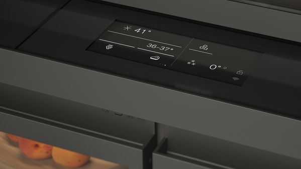 View of the integrated touch display featured in the new Gaggenau LUX cooling appliance