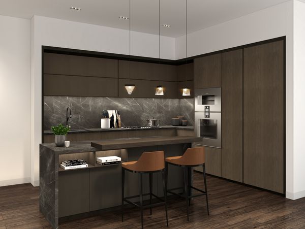 Avenue Bellevue bronze scheme luxury kitchen shown with Gaggenau appliances