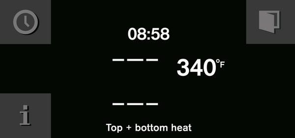 Close-up of Gaggenau oven display, showing top and bottom heat mode icon