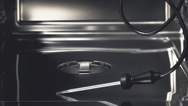 A Gaggenau combi steam oven cavity and a core temperature probe