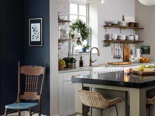 Another kitchen from Maison Birmingham, with lovely open shelving and eye-catching accent wall. 