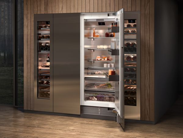 Luxury kitchen with Gaggenau vario 400 series refrigerator and wine climate cabinets